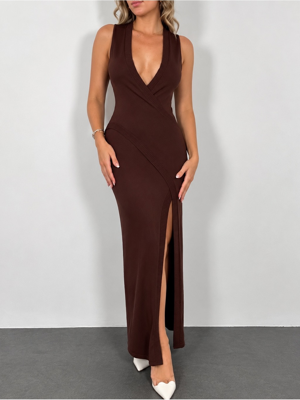 Bec & Bridge Janet Maxi Dress Knit Chocolate